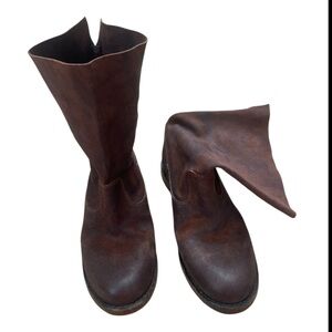 Bryan Blake Brown Leather Ankle Boots Designer Slip-On Booties Motoboho Sz 37